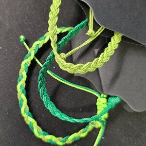 Waterproof Waxed Woven String Bracelet Set – Greens
